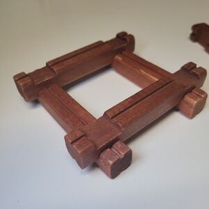 Vintage Lincoln Logs Replacement Square 9 Piece Set Dark Brown Wood 4.5 Inch